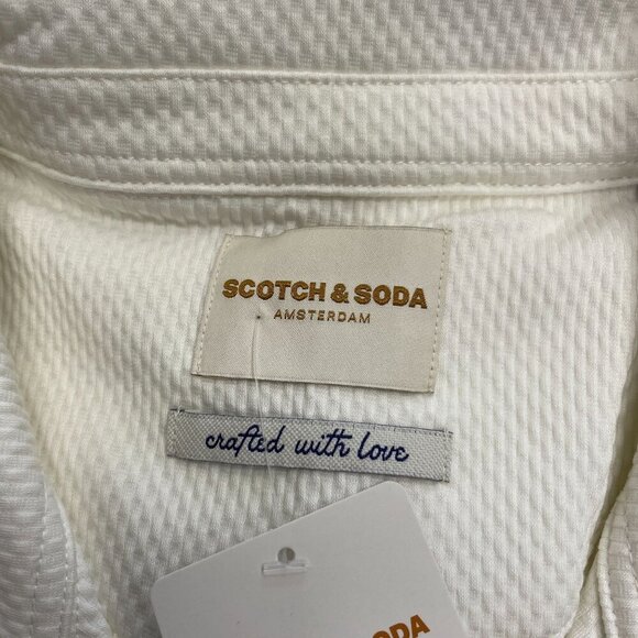 NEW Scotch & Soda Men's XXL White Textured Short Sleeve Button Up Shirt - Picture 5 of 9